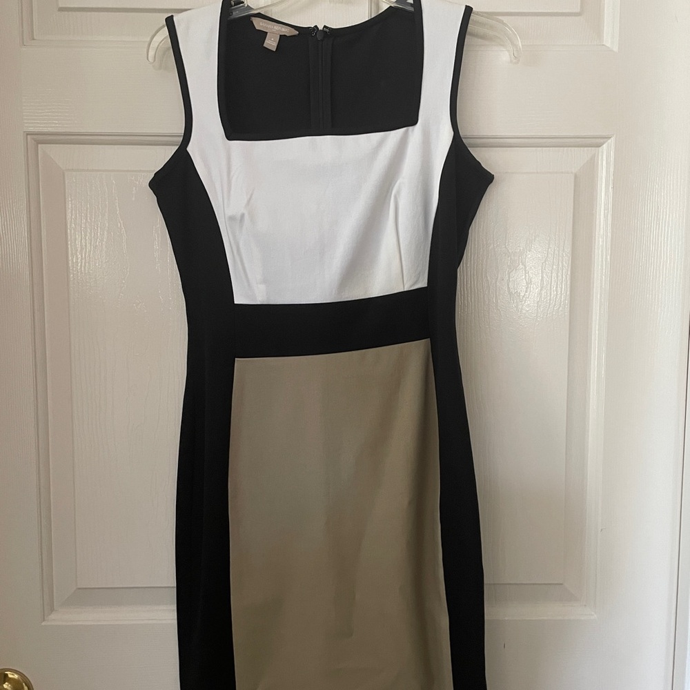 Banana Republic Black and Cream Dress w/ Square Neck Sleeveless